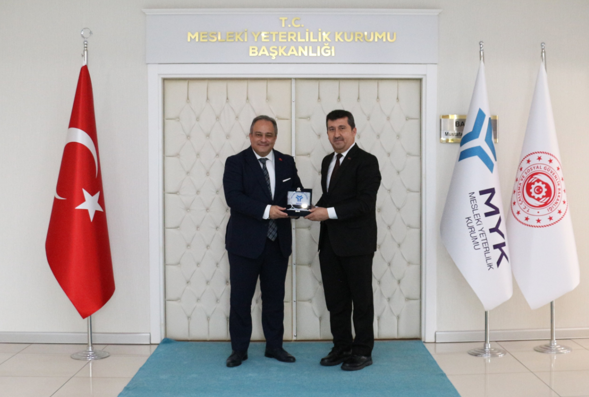 Rektörümüz Prof. Dr. Musa Kazım Arıcan Mesleki Yeterlilik Kurumu (MYK) Başkanı Prof. Dr. Mustafa Necmi İlhan’ı ziyaret etti