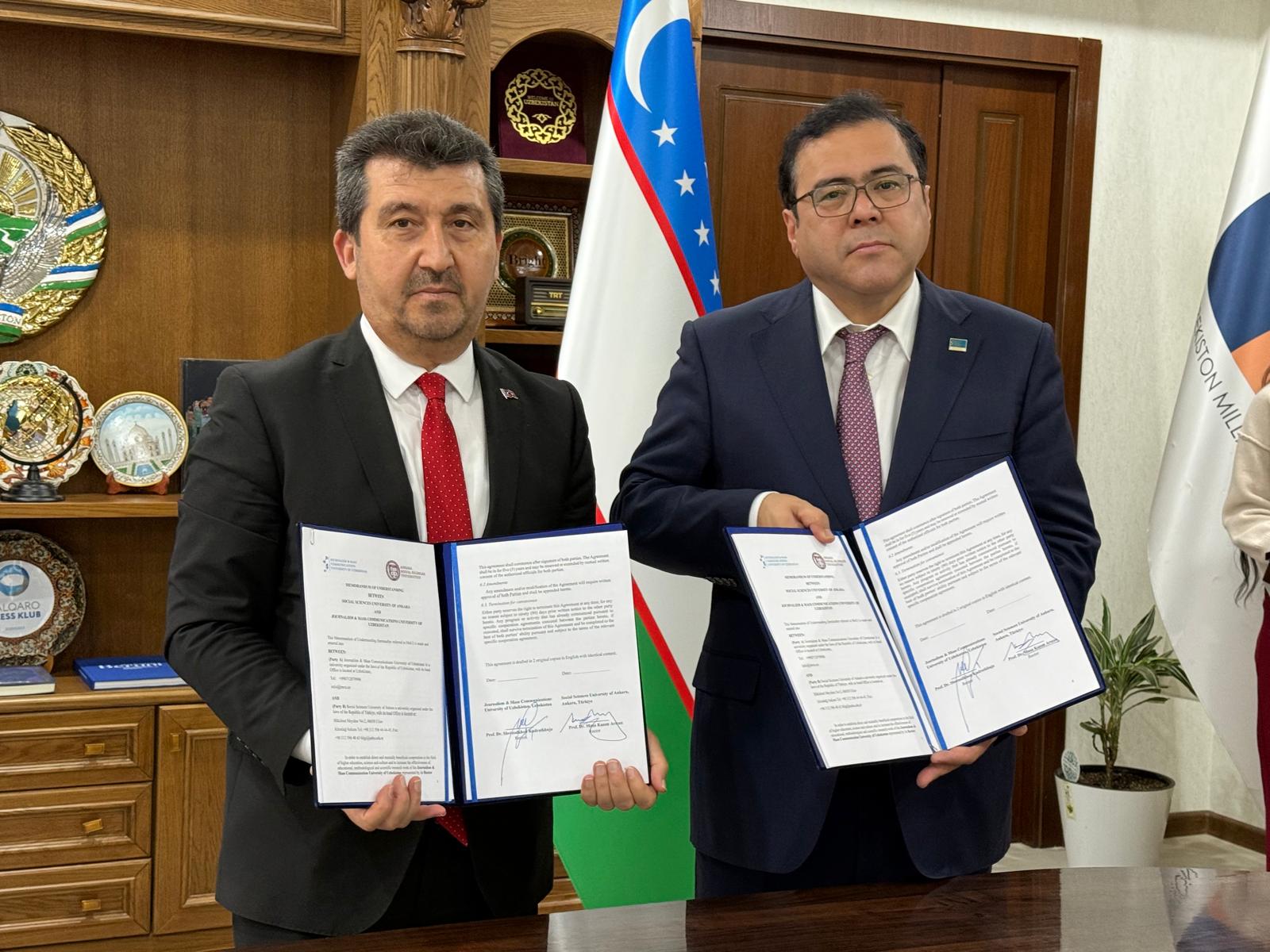 Ankara Sosyal Bilimler Üniversitesi ile Özbekistan Gazetecilik ve Kitle İletişim Üniversitesi Arasında İş Birliği Anlaşması İmzalandı